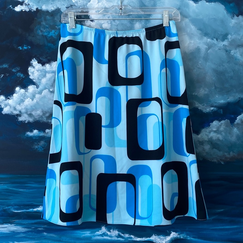 Retro Blue Graphic Skirt